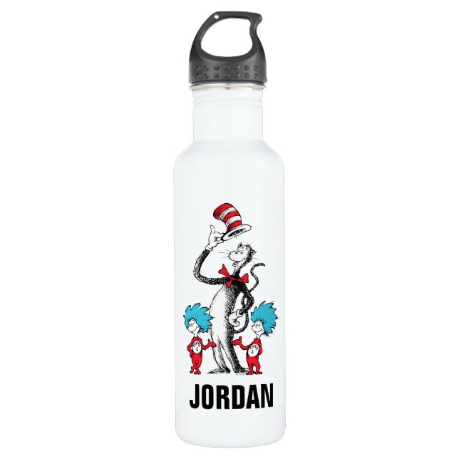 Bouteille D'eau Dr Seuss | Chat dans le Casquette, Chose un & Chos (Devant)