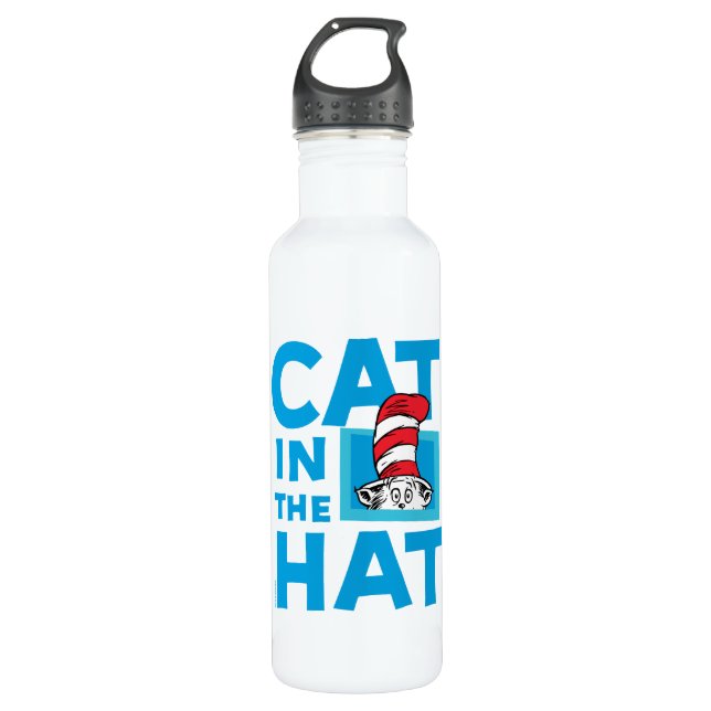 Bouteille D'eau Dr Seuss | Chat dans le logo du Casquette (Devant)