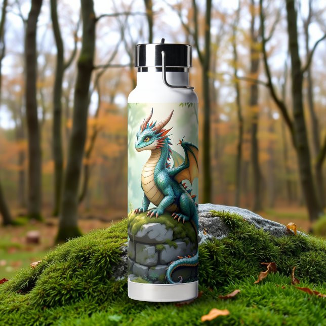 Bouteille D'eau Dragon de Whimsical sur pierre antique (Créateur téléchargé)