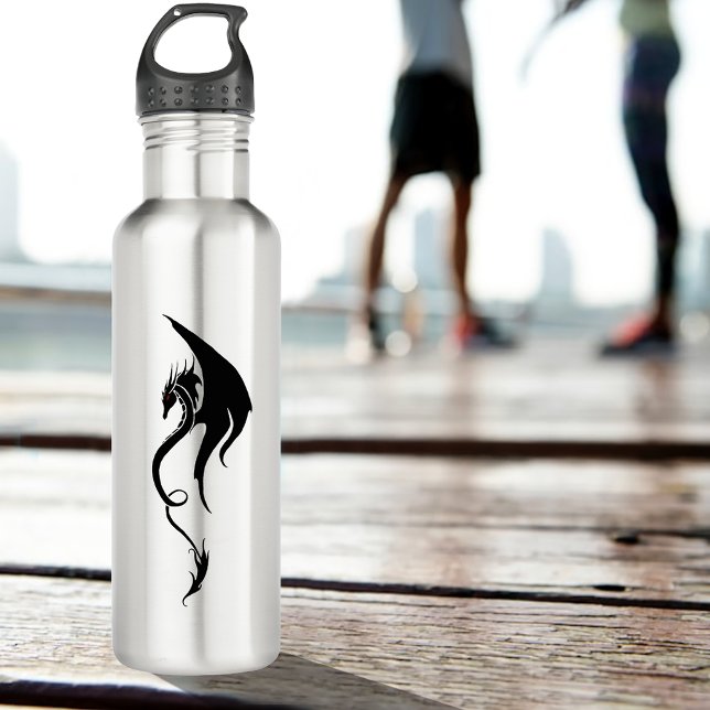 Bouteille D'eau Dragon tribal noir blanc (Créateur téléchargé)