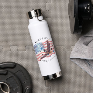 Bouteille D'eau Drapeau à l'aquarelle de l'Amérique depuis 1776 /