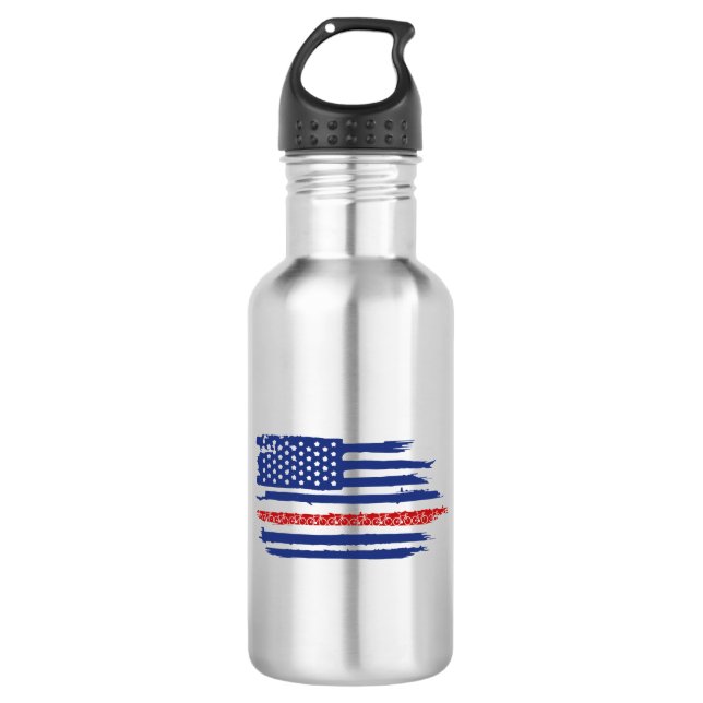 Bouteille D'eau Drapeau américain à vélo (Devant)