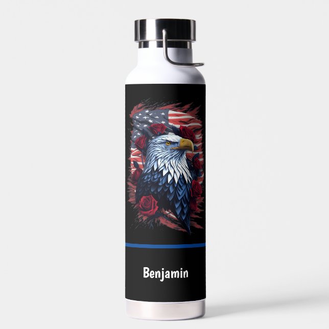 Bouteille D'eau Drapeau américain Aigle Rose Rouge Blanc Bleu (Gauche)