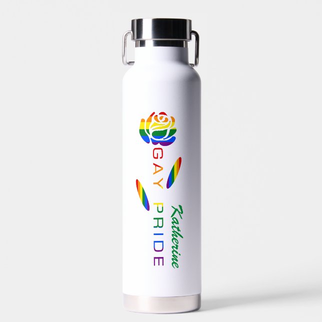 Bouteille D'eau Drapeau arc-en-ciel gay pride personnalisé (Avant)