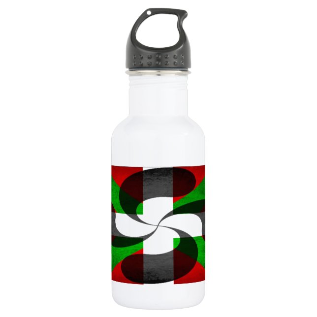 Bouteille D'eau Drapeau basque et croix (Devant)