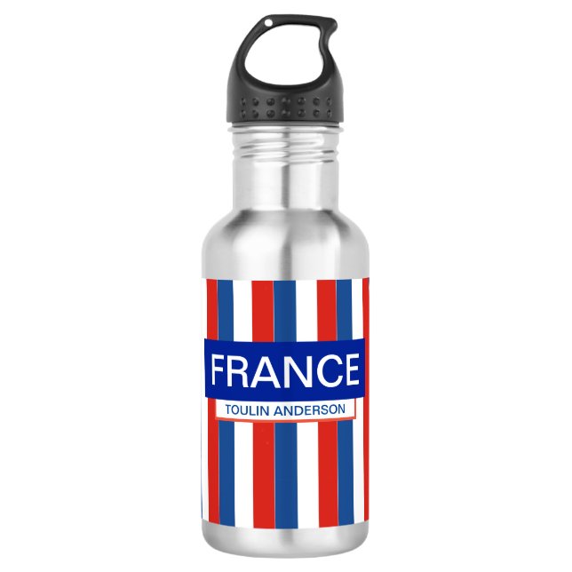 Bouteille D'eau Drapeau de France patriotique personnalisé (Devant)