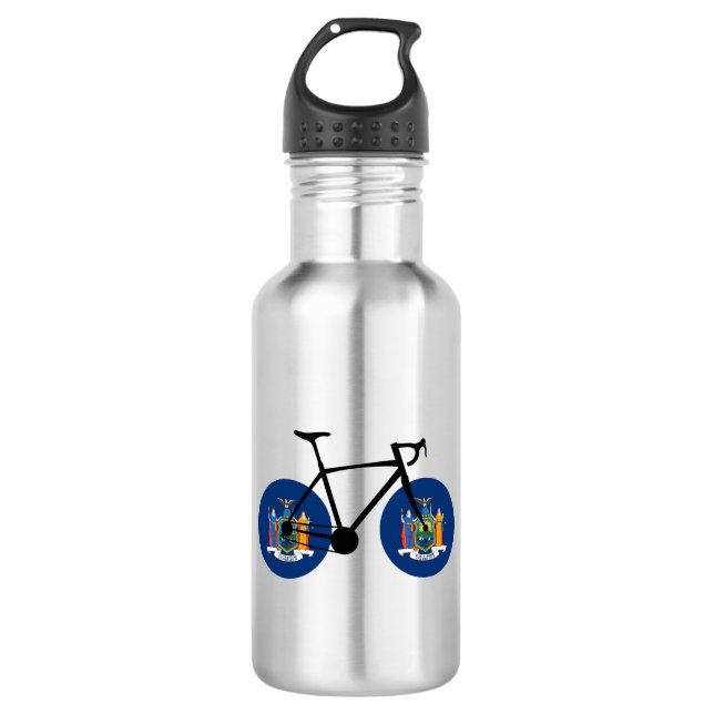 Bouteille D'eau Drapeau de l'État de New York à vélo (Devant)