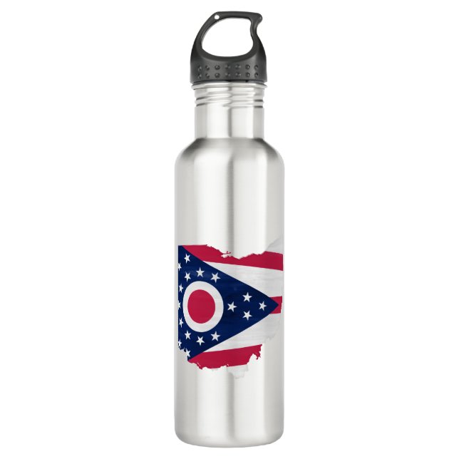 Bouteille D'eau Drapeau de l'Ohio et carte (Devant)
