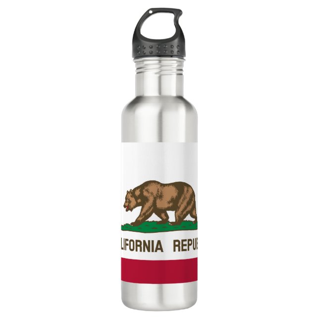 Bouteille D'eau Drapeau de l'ours de Californie : État de Cali Gol (Devant)