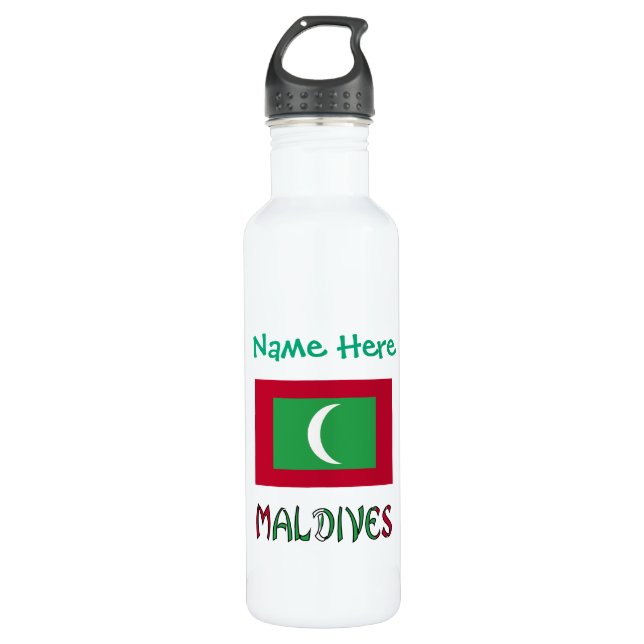 Bouteille D'eau Drapeau des Maldives vert Personnalisé (Devant)