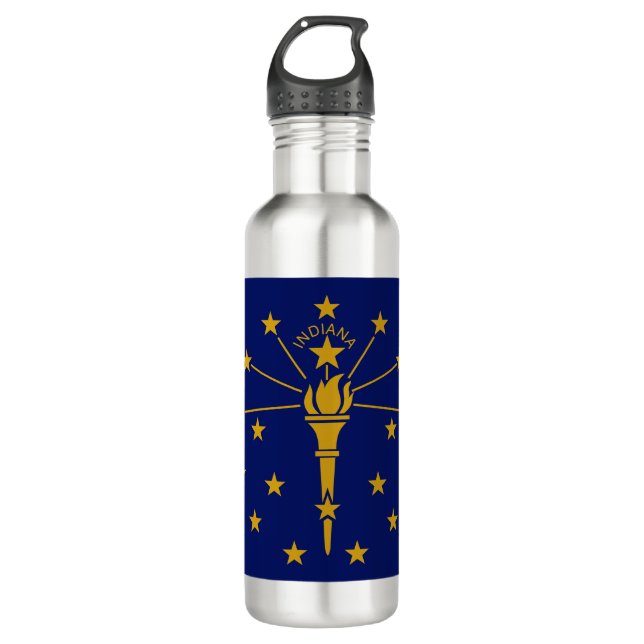 Bouteille D'eau Drapeau d'État de l'Indiana (Devant)
