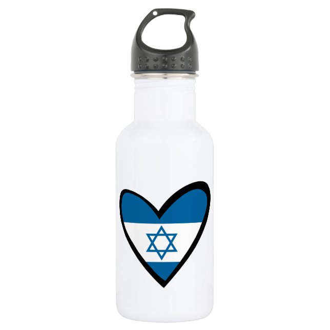Bouteille D'eau Drapeau du coeur d'Israël (Devant)