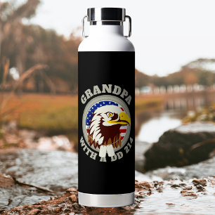 Bouteille D'eau Drapeau Eagle Emblem USA Grandpa DD 214 Noir