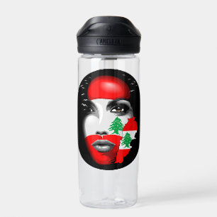 Bouteille D'eau Drapeau et carte du Liban sur le visage de la fill