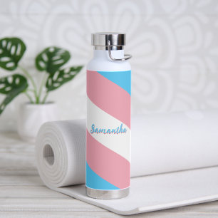Bouteille D'eau Drapeau et fierté transgenre Nom personnalisé / dr
