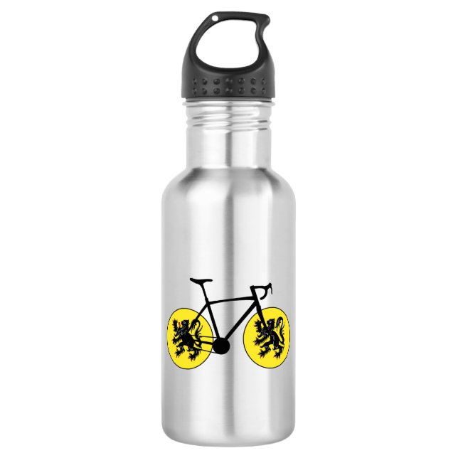 Bouteille D'eau Drapeau Flandre à vélo (Devant)