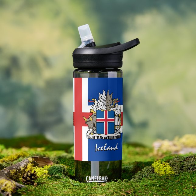 Bouteille D'eau Drapeau islandais patriotique (Extérieur)