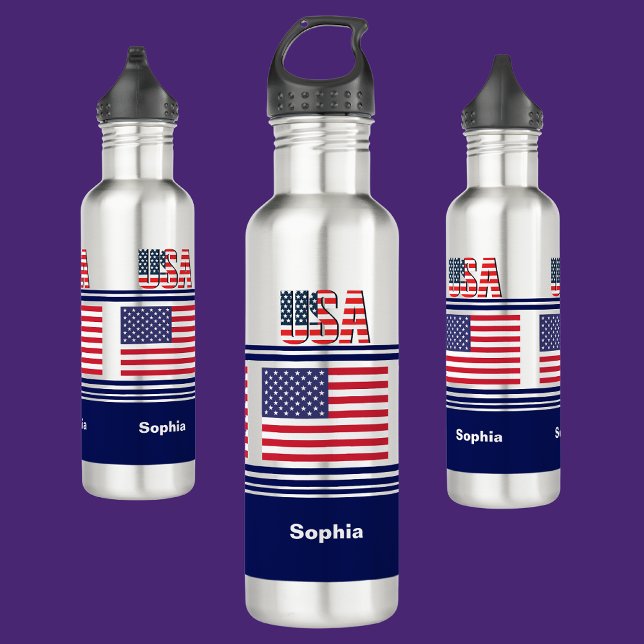 Bouteille D'eau Drapeau patriotique américain personnalisé (Créateur téléchargé)