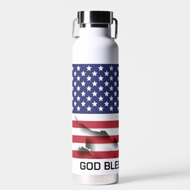Bouteille D'eau Drapeau Patriotique DIEU BLESS AMERICA USA (Avant)