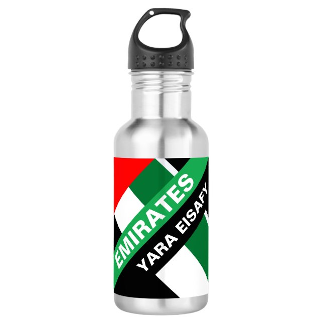 Bouteille D'eau Drapeau Personnalisé Patriotique Émirats Arabes Un (Devant)