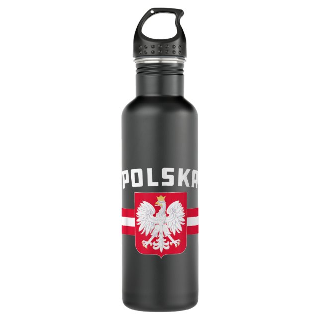Bouteille D'eau Drapeau Polska Pologne Aigle blanc polonais (Devant)
