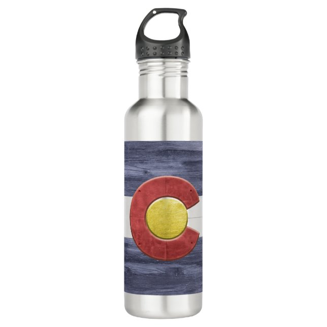 Bouteille D'eau Drapeau rustique du Colorado (Devant)