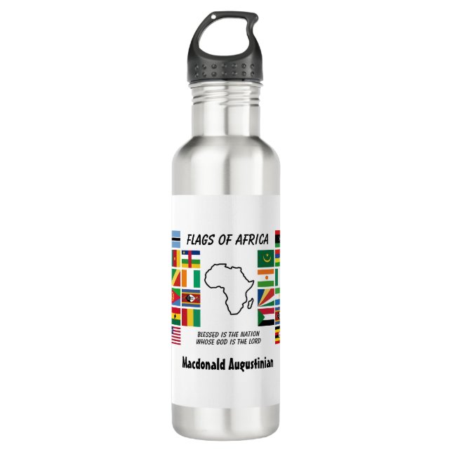 Bouteille D'eau DRAPEAUX PERSONNALISÉS D'AFRIQUE Blanc (Devant)