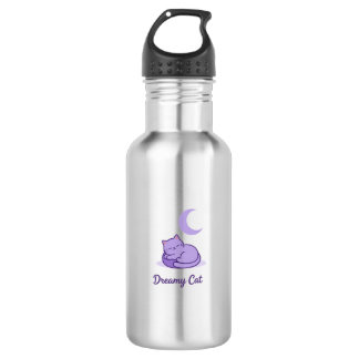 Bouteille D'eau Dreamy Cat Moon Water Bottle | Cute Purple Cat Fla