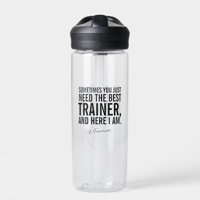 Bouteille D'eau Drôle Black Text Personal Trainer Dit (Extérieur)