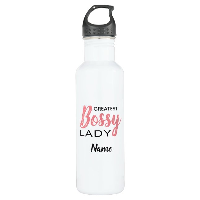 Bouteille D'eau Drôle Boss Lady Humour personnalisé Typographie (Devant)