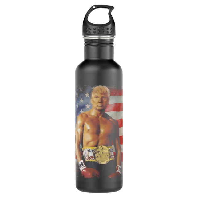 Bouteille D'eau Drôle Boxer Trump Trump Rocky Meme 212 (Devant)