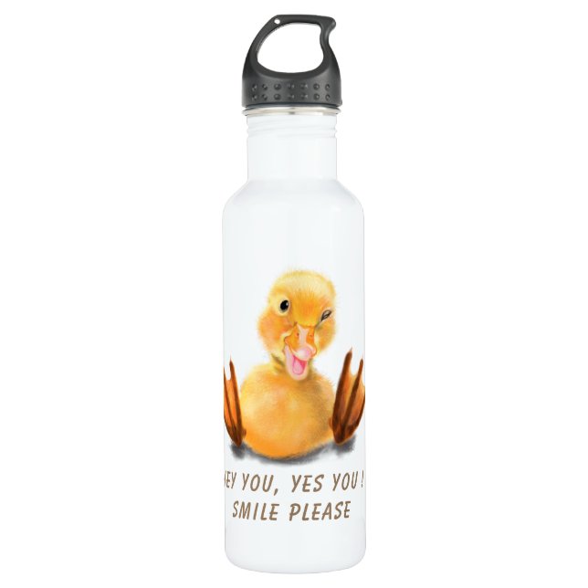 Bouteille D'eau Drôle Canard Joué Wink Joyeux Smile Cartoon (Devant)