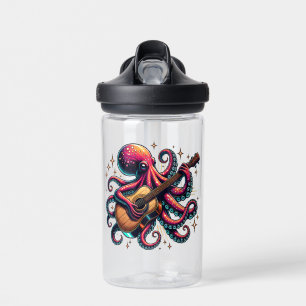 Bouteille D'eau Drôle Cartoon Octopus Jouer de la guitare