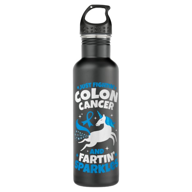 Bouteille D'eau Drôle Colon Cancer Fighter Fighter Unicorn Citatio (Devant)