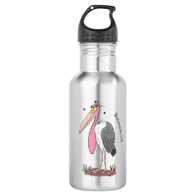 Bouteille D'eau Drôle dessin animé de cigogne en marabou (Devant)