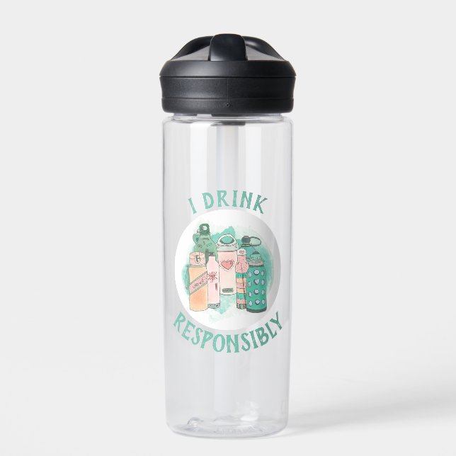 Bouteille D'eau Drôle Je Bois De Façon Responsable (Extérieur)