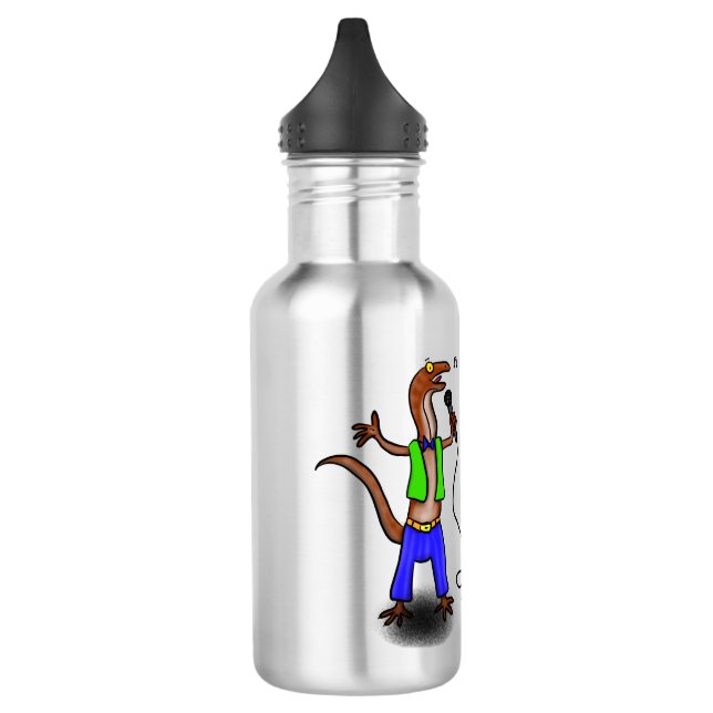 Bouteille D'eau Drôle lézard chantant avec bande dessinée de micro (Gauche)