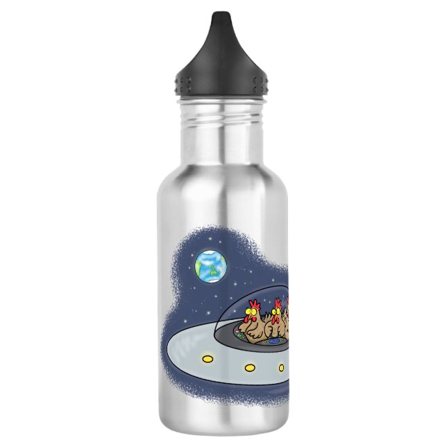 Bouteille D'eau Drôle poule dans l'espace dessin animé (Gauche)