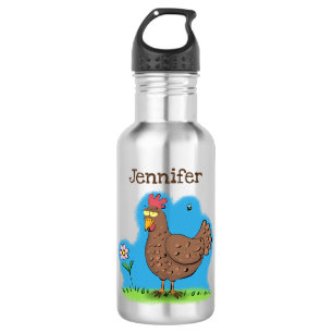 Bouteille D'eau Drôle poulet rustique whimsical dessin animé