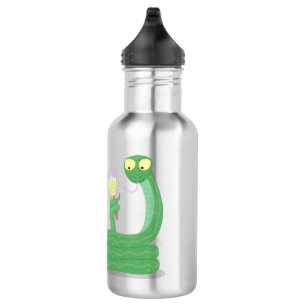 Bouteille D'eau Drôle serpent vert avec caricature maraca