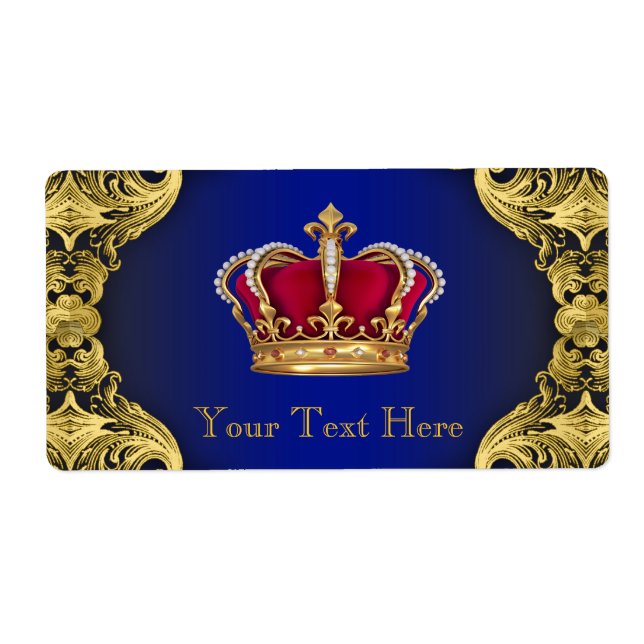 Bouteille d'eau du Baby shower Royal Blue Gold (Devant)