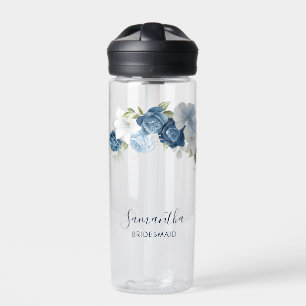 Bouteille D'eau Dusty Blue Floral Script Mariage Bridesmaid Custom