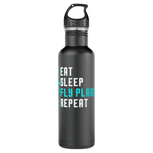 Bouteille D'eau Eat Sleep Fly Planes Repeat (Devant)