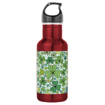 Eau de sport Trèfle élégant bleu et vert Shamrock