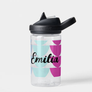 Bouteille D'eau Écaille de Sirène Bleue Rose Nom Enfant