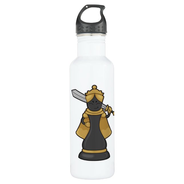 Bouteille D'eau Échecs Queen au jeu d'échecs avec épée (Devant)