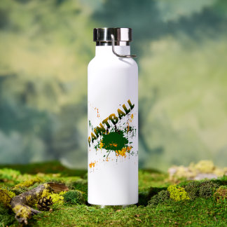Bouteille d'eau éclaboussée de paintball