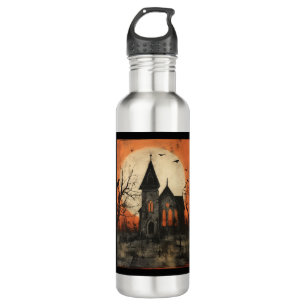 Bouteille D'eau Église d'Halloween éffrayant - Sticker Style 3