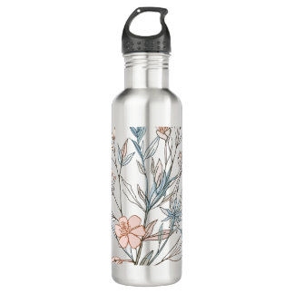 Bouteille D'eau Elegant Floral Bloom Art | Modern Botanical Flower