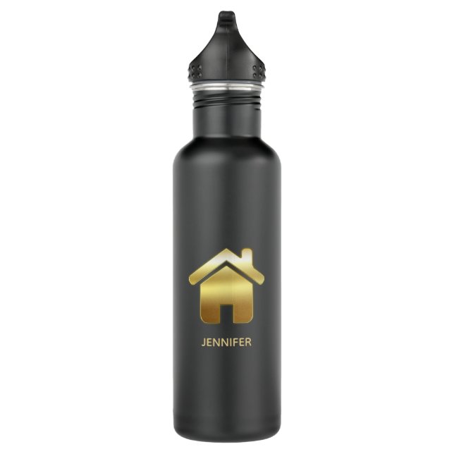 Bouteille D'eau Elegant Gold House Symbole Real Estate Design (Droite)
